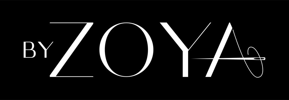 Image of By Zoya's logo in white font on black background