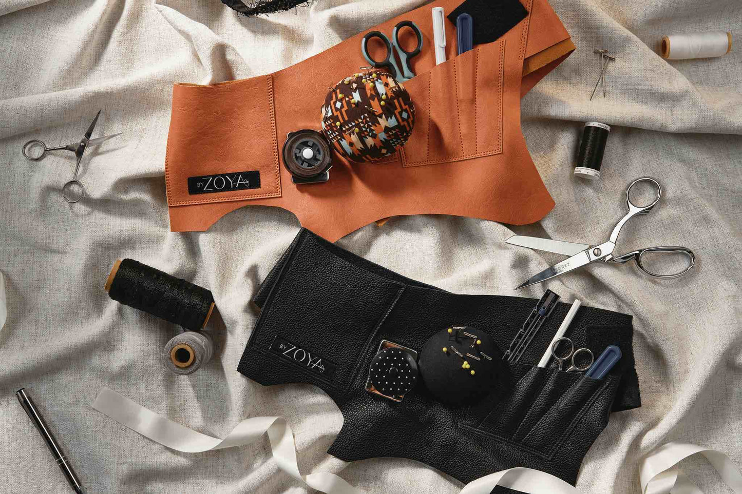 picture of  fashion designer toolbelt in black and copper leather by Zoya 